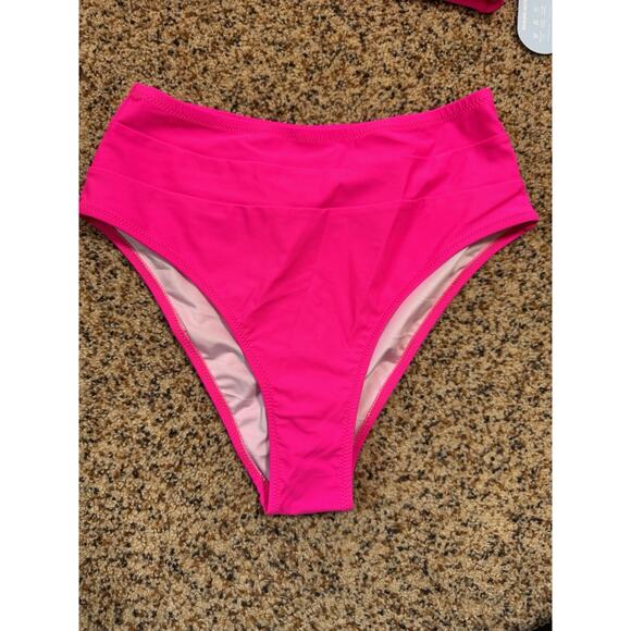 Womens High Waisted Bikini Set Two Piece Cheeky Hot Pink‎ Swimsuit S - Picture 6 of 10